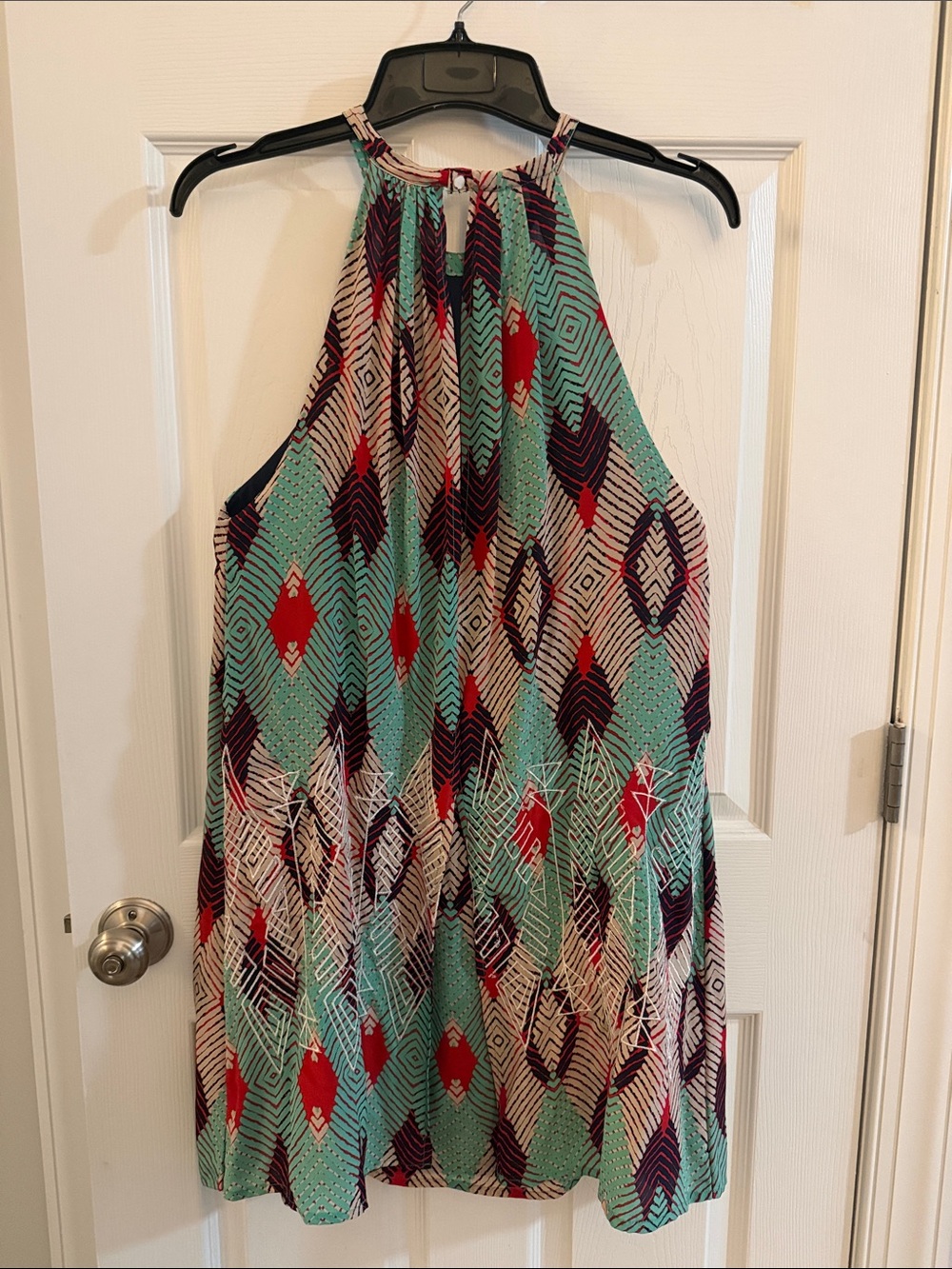 Chloe Oliver Mint Geometric Backless Halter Dress - Picture 3 of 5